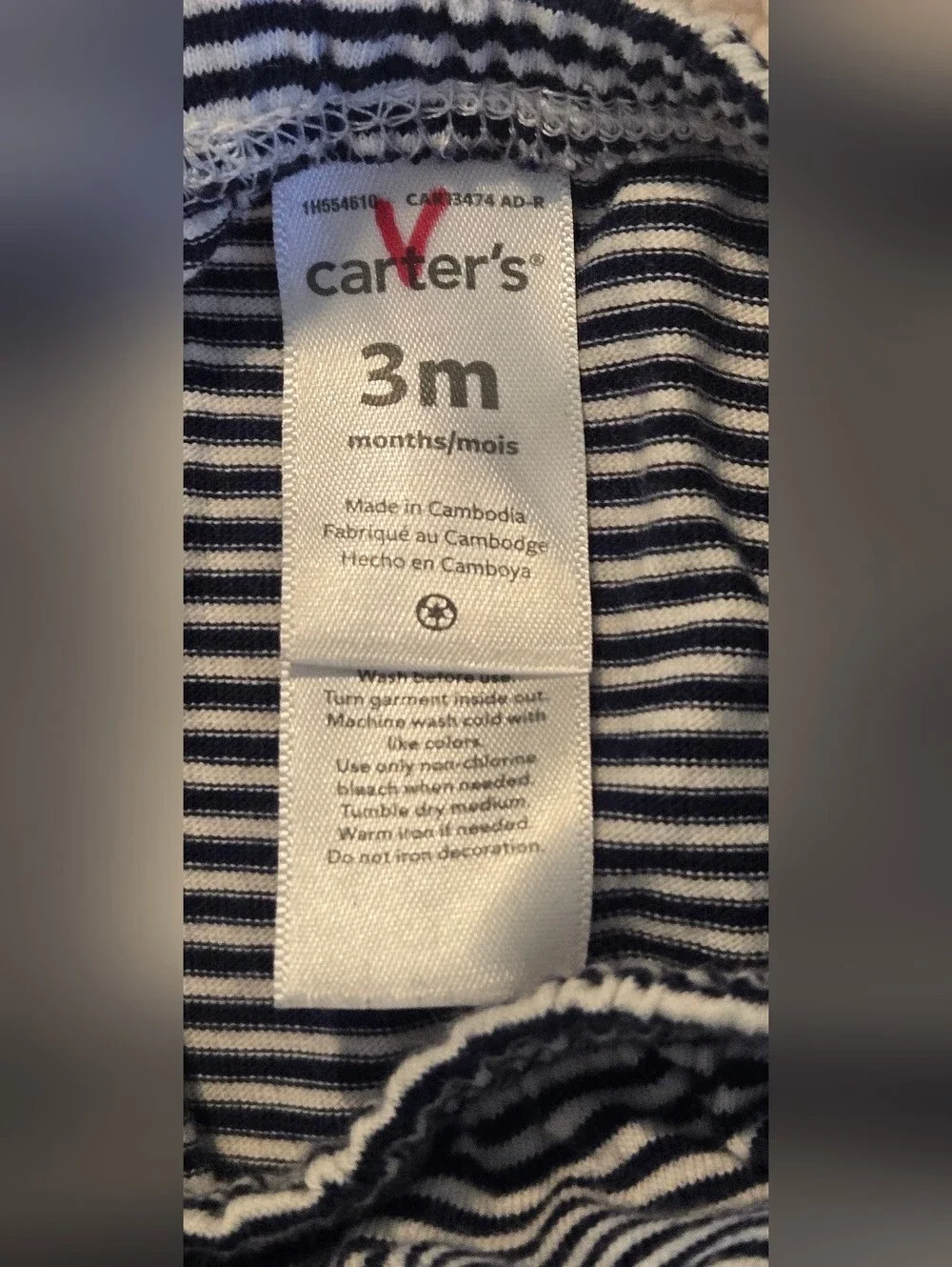 Carter's Navy & White Striped Baby Romper